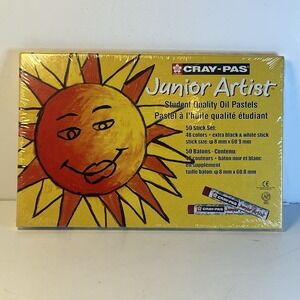 Cray-Pas Junior Artist Oil Pastels 50 Stick Set Student Quality 48 Colors New